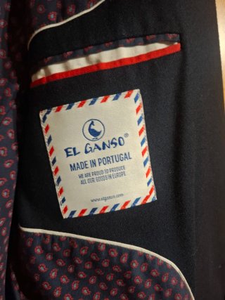 Americana azul El Ganso 52 con forro rojo