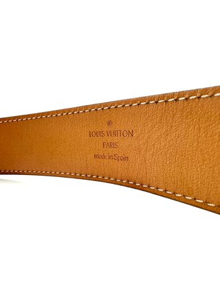 Cintura Louis Vuitton in pelle scamosciata beige e oro