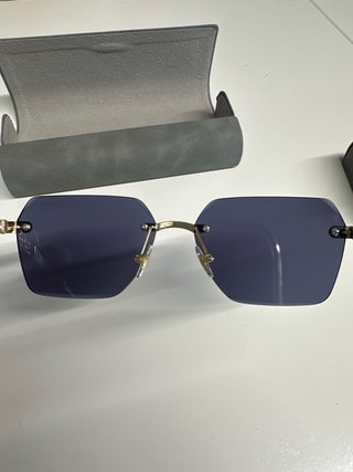 Óculos de Sol Cartier Azul e Dourado