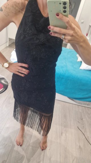 Abito nero Zara con frange