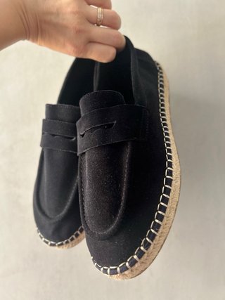 Alpargatas Zara Piel Ante Azul