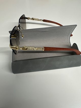 Óculos de Sol Cartier Dourado e Castanho