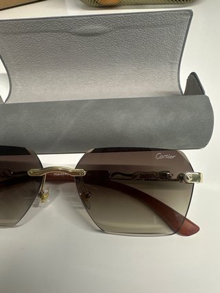 Óculos de Sol Cartier Dourado e Castanho