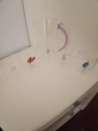Caraffa in vetro borosilicato + 4 bicchieri