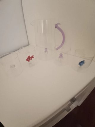 Caraffa in vetro borosilicato + 4 bicchieri