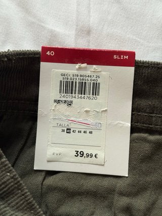 Pantalón de pana verde (T40)