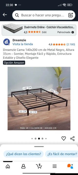 Somier Dreamzie Negro Metal 200x200