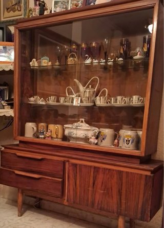 Vitrina Vintage Años 60 Madera y Cristal