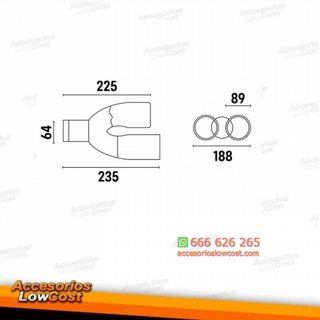 Cola de escape negra de doble salida 89mm - derec