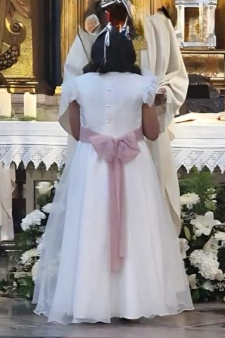 Vestido de Comunión Blanco y Rosa