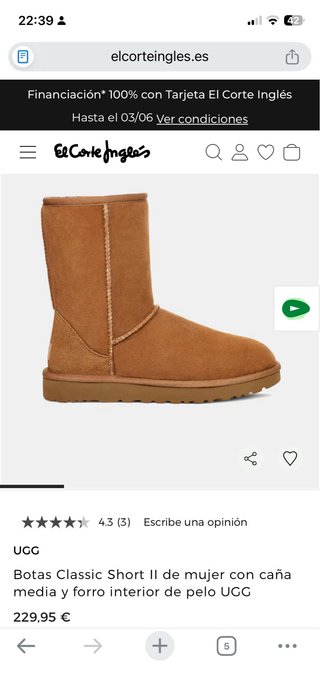 Botas UGG Classic Short II Camel Talla 38.
