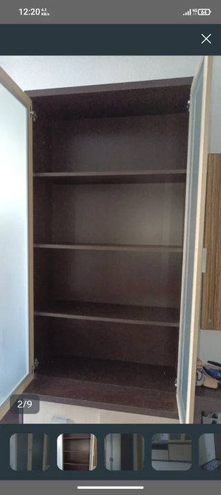 Vitrina y aparador doble bicolor, madera y cristal
