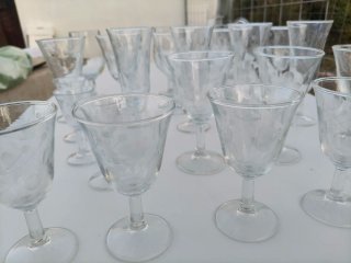 Juego copas decoradas cristal