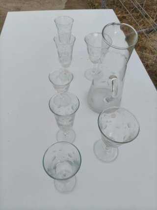 Juego copas decoradas cristal