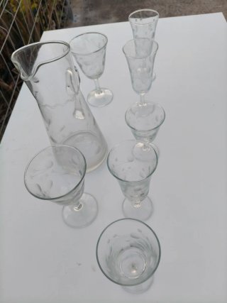 Juego copas decoradas cristal