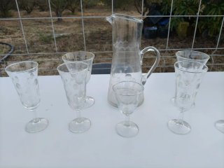 Juego copas decoradas cristal