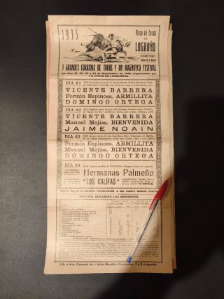 Cartel Toros Logroño 1935.