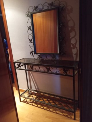 Mesa recibidor y espejo forja
