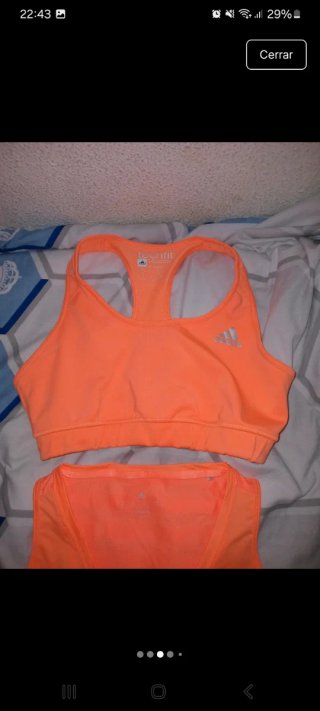 Conjunto Adidas Top y Camiseta Naranja Talla XS