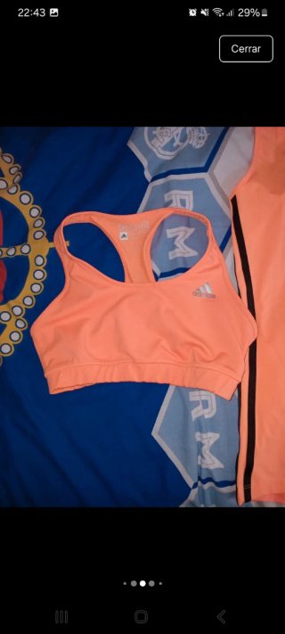 Conjunto Adidas Top y Camiseta Naranja Talla XS