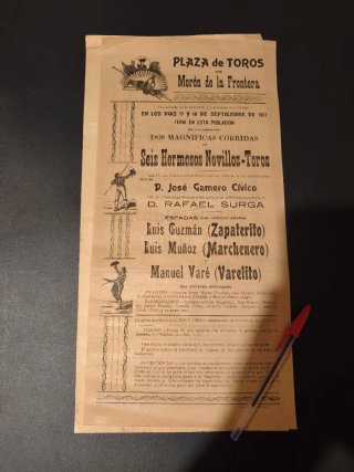 Cartel Toros Morón de la Frontera 1917.