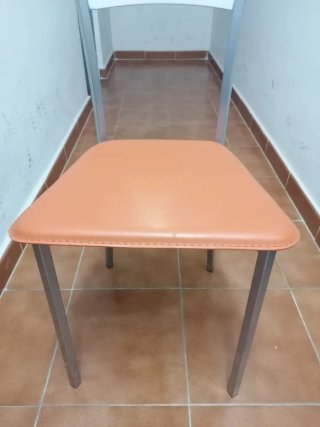 Silla Cocina Aluminio Asiento Polipiel Naranja