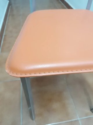 Silla Cocina Aluminio Asiento Polipiel Naranja
