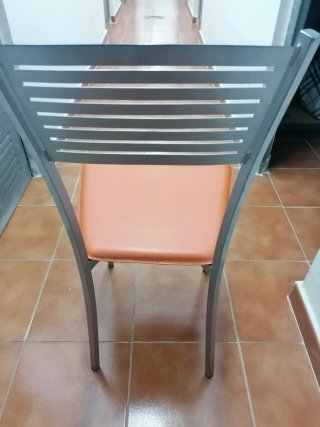 Silla Cocina Aluminio Asiento Polipiel Naranja