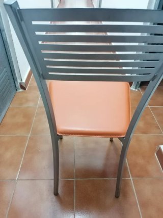 Silla Cocina Aluminio Asiento Polipiel Naranja