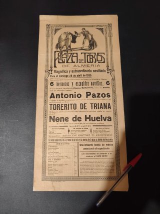 Cartel Novillada Almería 28 Abril 1935