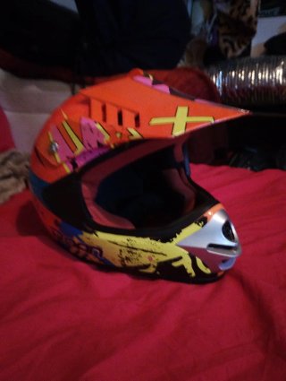 Casco Moto Cross Naranja y Amarillo