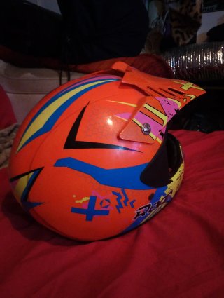 Casco Moto Cross Naranja y Amarillo