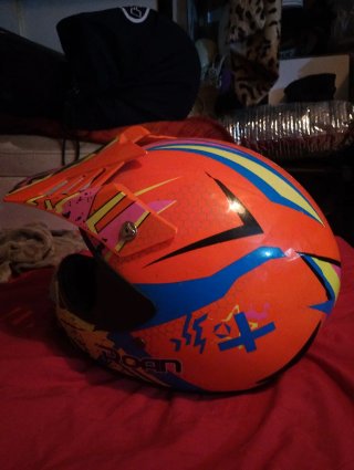 Casco Moto Cross Naranja y Amarillo