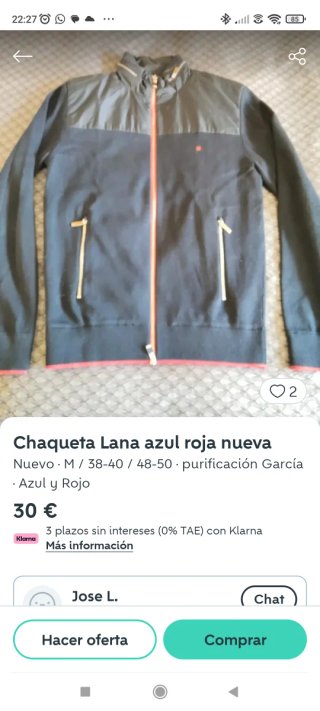 Chaqueta Lana Azul y Roja Purificación García Tall
