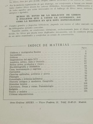 Catálogo Libros Raros 1954