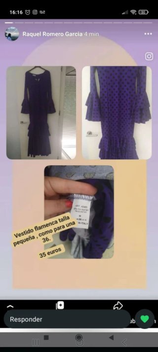 Vestido Flamenco Talla 36 Morado