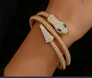 Bracciale serpente dorato con strass