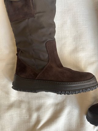 Stivali Hogan Donna Tg 35 Nylon Camoscio Marrone