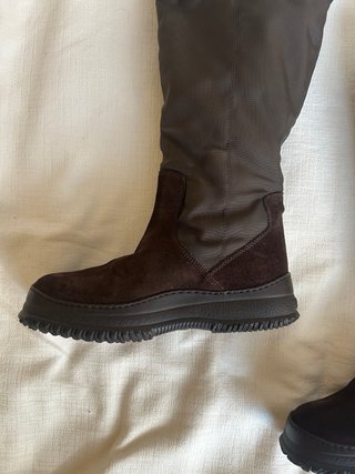 Stivali Hogan Donna Tg 35 Nylon Camoscio Marrone
