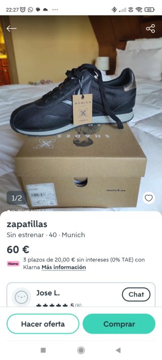 Zapatillas Munich Negras Talla 40