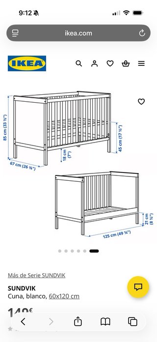 Cuna Ikea Sundvik Blanca 60X120cm
