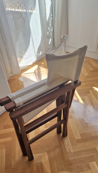 Silla Director Plegable Madera y Tela Beige