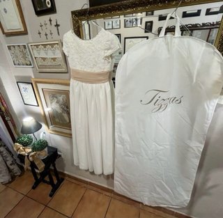 Vestido blanco encaje y tul
