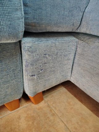 Sofá modular azul y beige