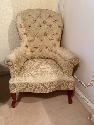2 Poltrone Imbottite Beige/Oro