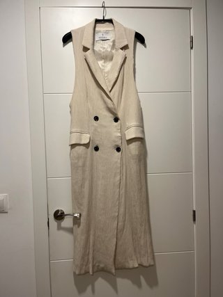 Chaleco largo sastrero beige