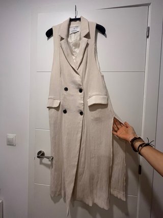 Chaleco largo sastrero beige