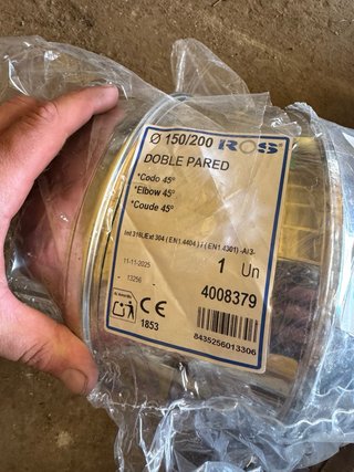 Codo Doble Pared Inox 150/200