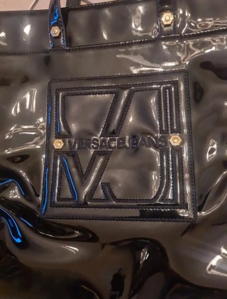 Borsa Versace Jeans vernice nera lucida