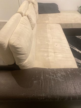 Sofá Cama Chaise Longue Beige y Marrón.